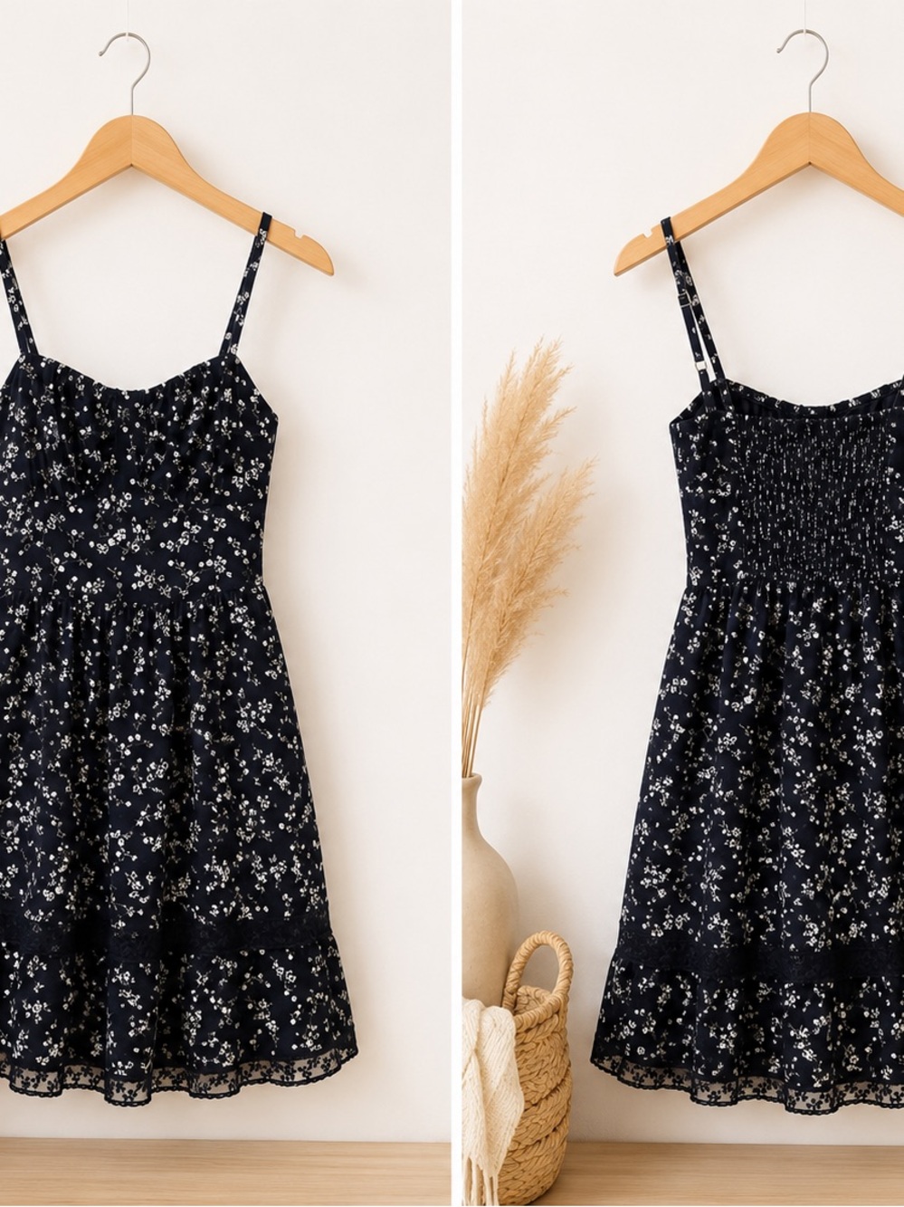 Hollister Navy Blue Floral Mini Dress